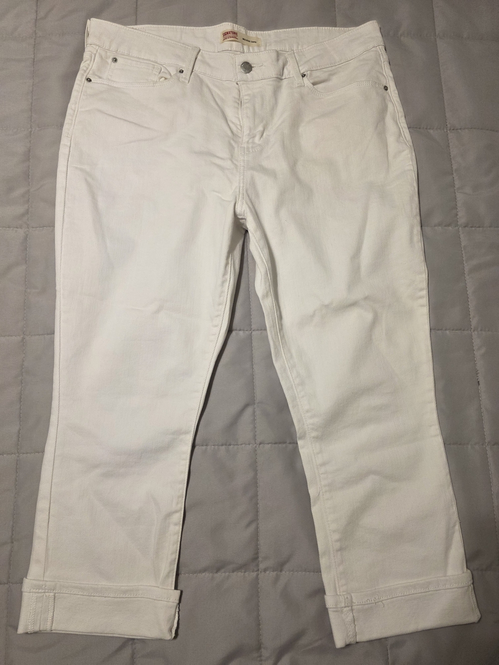 Signature by Levi Strauss White Cropped Ankle Cropped Jeans, Sz 14